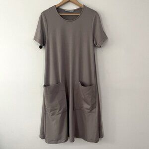 New Brian Bailey Taupe A-line Pocket Mini Dress Size Medium bin 4C